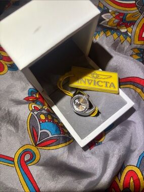 Invicta Silver Tone Ladies Watch ring with Crystal Accents